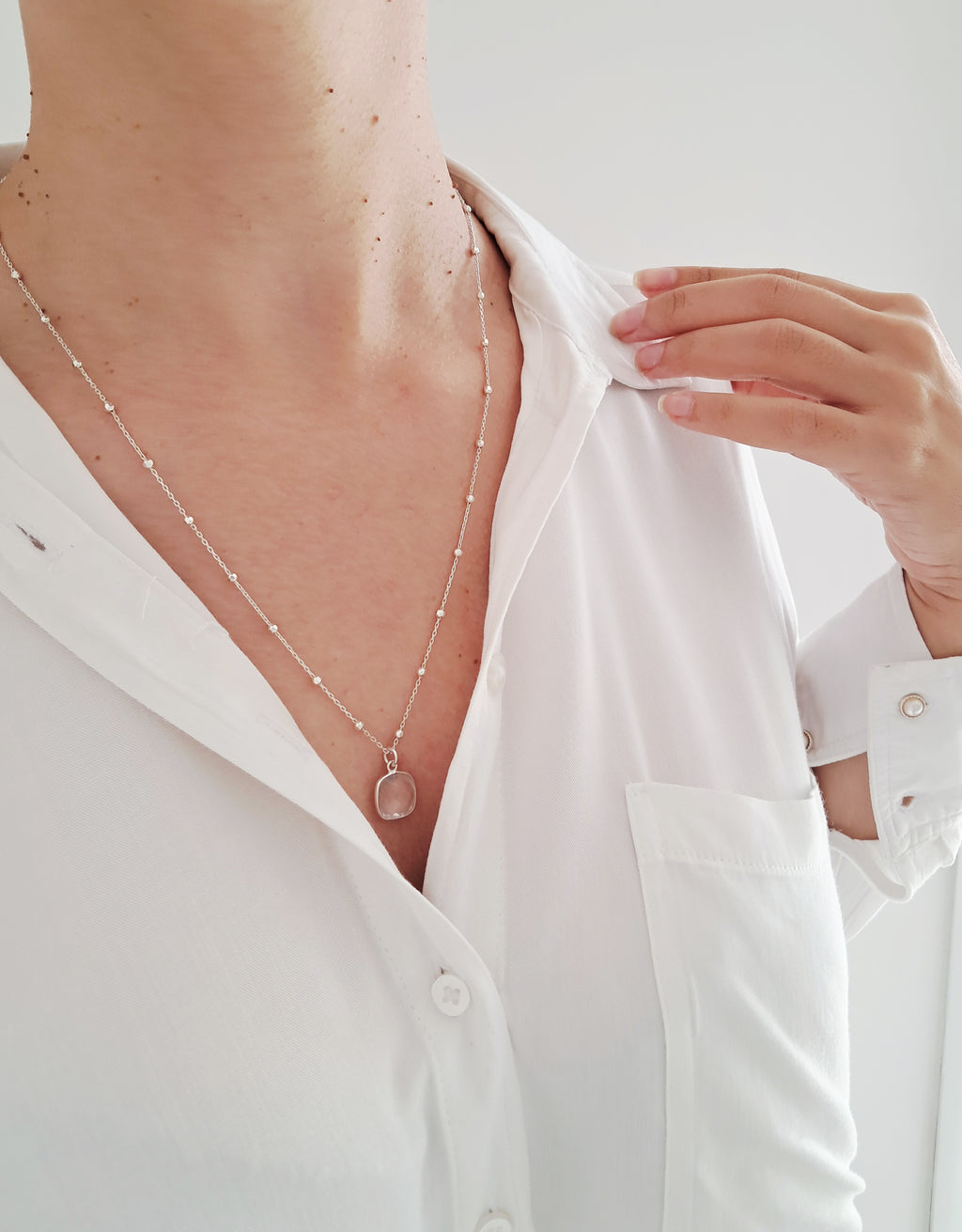 Collier Laëtitia quartz rose